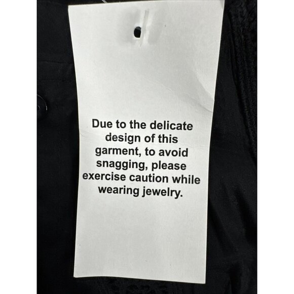 LOGO Lavish by Lori Goldstein Woven Button Front Top with Lace Trim Size M Black - Picture 9 of 13